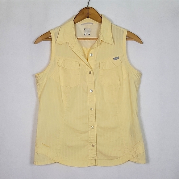Columbia Tops - Columbia Yellow Titanium Omni-Dry Sleeveless Button Front Size Medium M